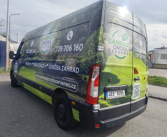 Reklamní celopolep dodávky pro Zahrady Ondra Červenec